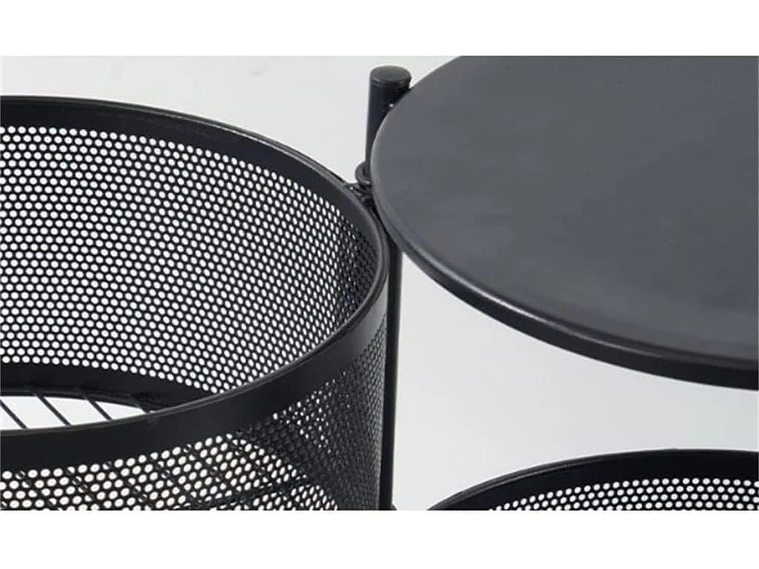 Étagère de cuisine Furnilux - Métal noir 28x28x77 cm - 4 paniers ronds