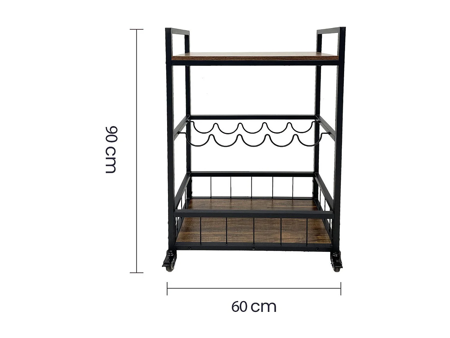 Porte-bouteilles Haven - Noir - 67x40x86,5 cm