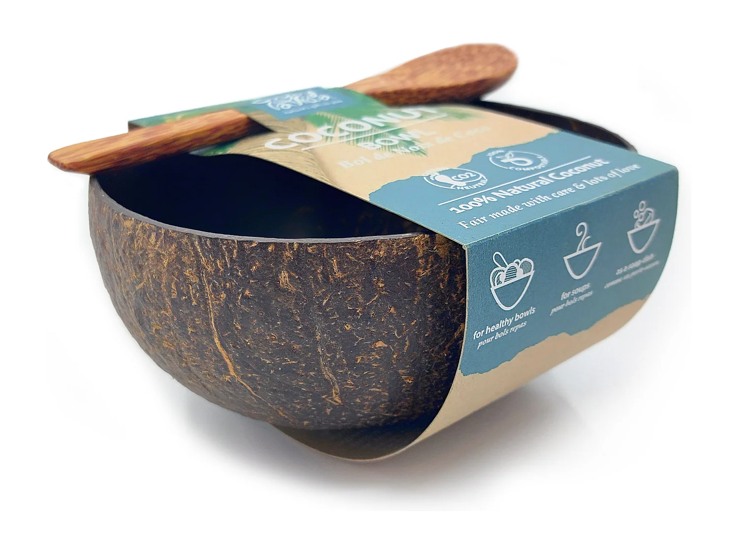 Kokoskommen - Set van 2 - Bruin - Handgemaakt en Duurzaam