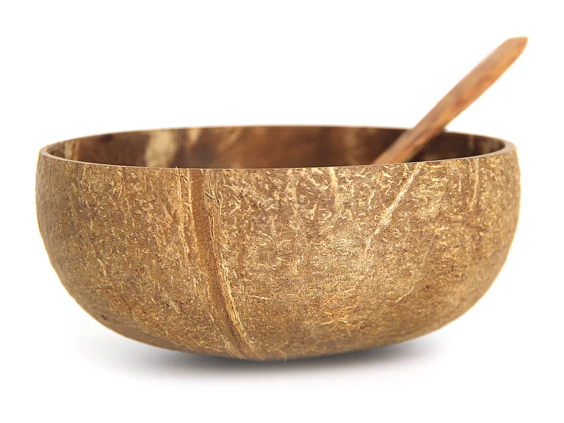 Bols en noix de coco - Marron - Set de 2 avec cuillère