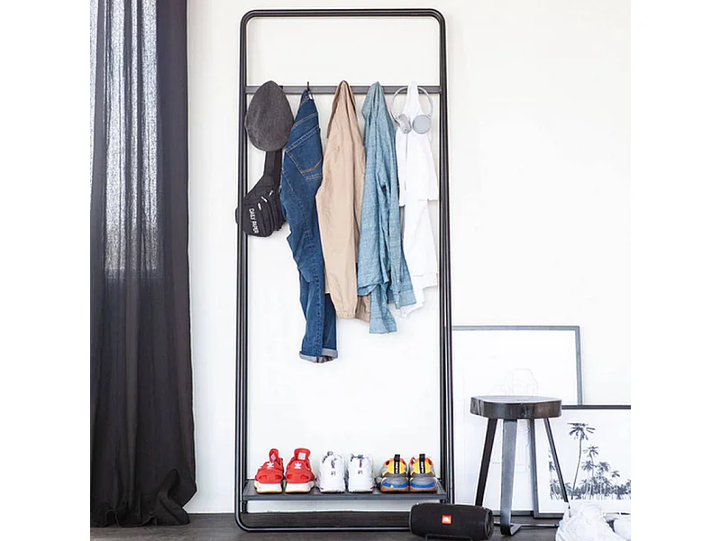 Furnilux Kleiderständer - Metall Schwarz 45x79x196 cm - Stilvolles Design