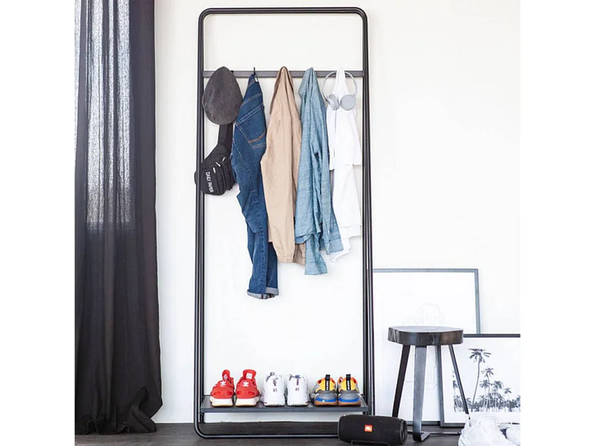 Porte-manteau Furnilux - Métal Noir 45x79x196 cm - Design moderne