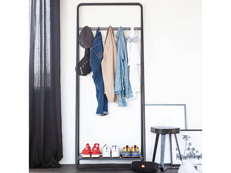 Porte-manteau Furnilux - Métal Noir 45x79x196 cm - Design moderne