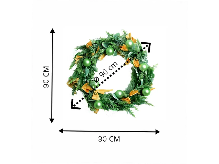 Couronne de Noël - LED - Ø 90 cm - Lumière blanc chaud