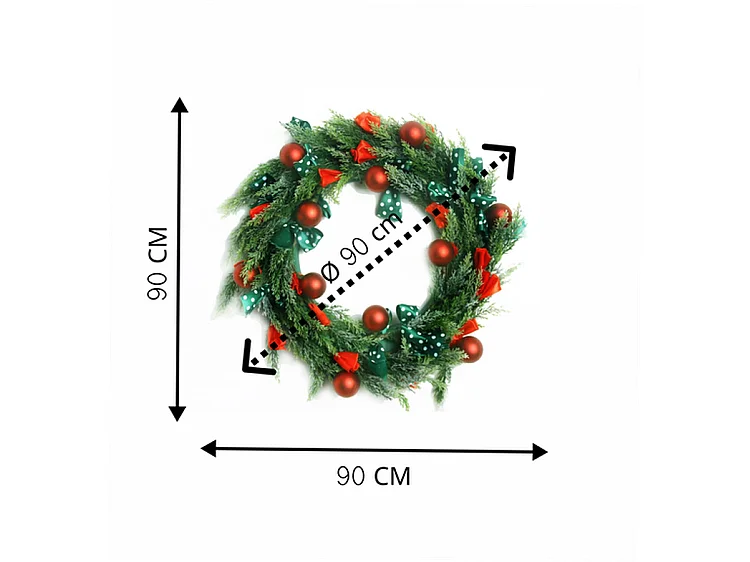Couronne de Noël - LED - Ø 90 cm - Éclairage coloré