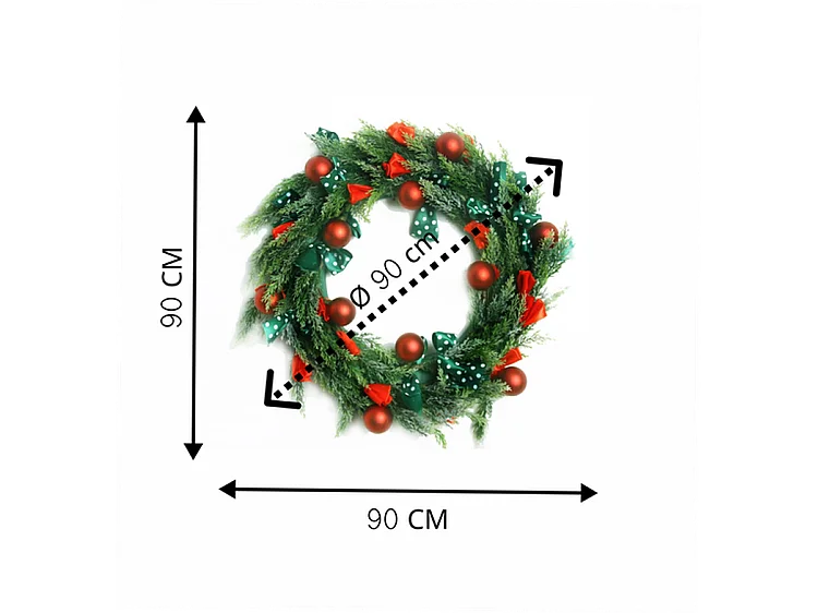 Couronne de Noël - LED - Ø 90 cm - Éclairage coloré