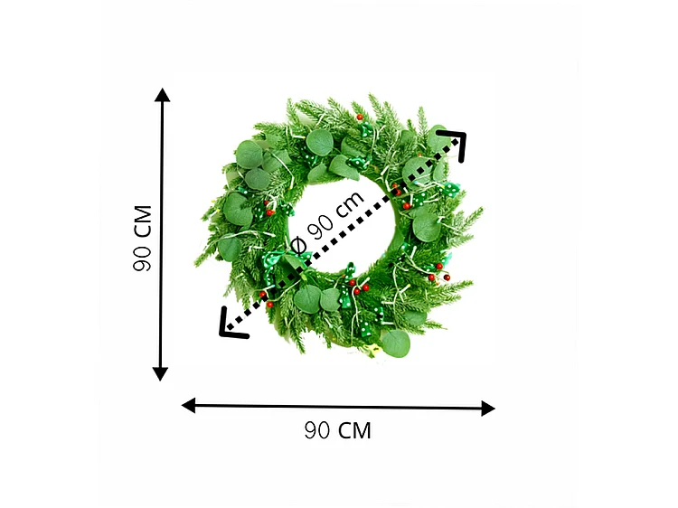 Weihnachtskranz - LED - Ø 90 cm - Warmes Licht