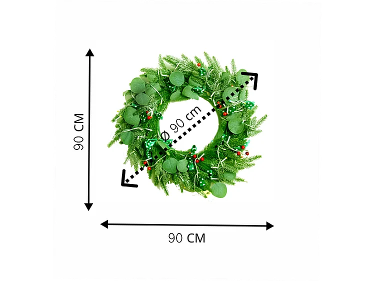 Couronne de Noël - LED - Ø 90 cm - Lumière chaude