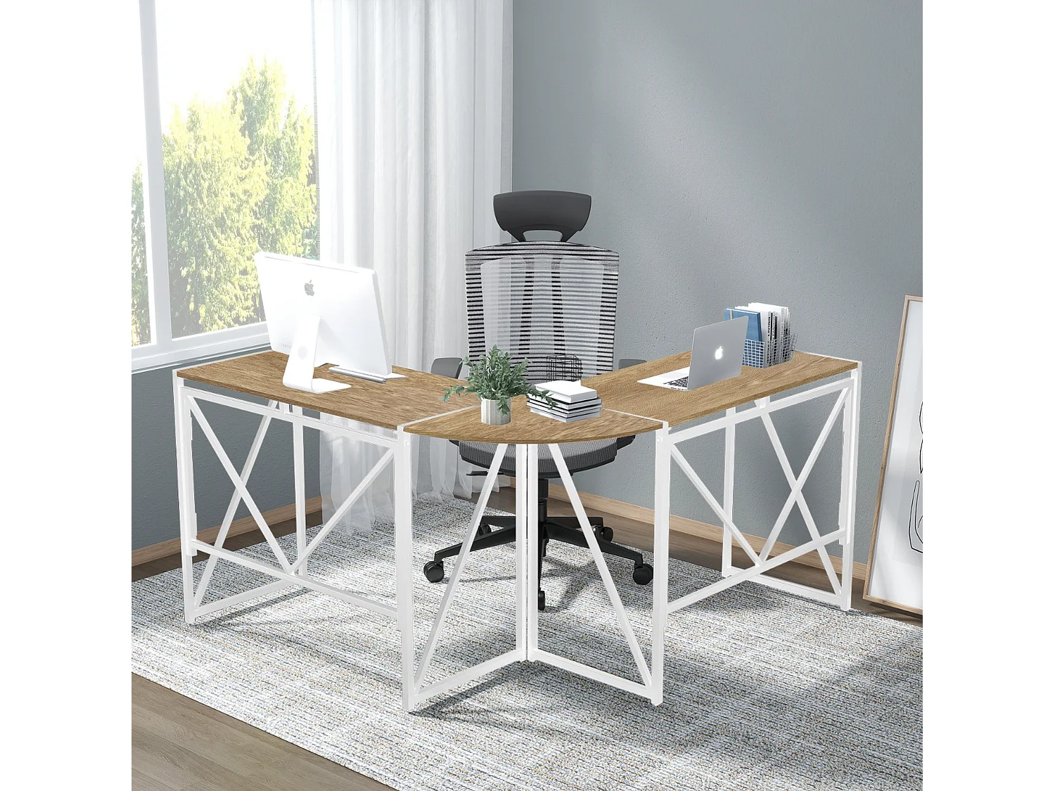 Bureau d'angle Forma - Blanc - 135x45x75 cm