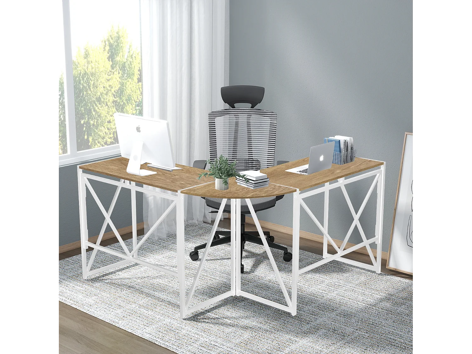 Bureau d'angle Forma - Blanc - 135x45x75 cm