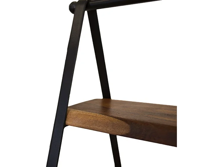 Dekorative Leiter - Massivholz und Metall - Braun/Schwarz - 2 Ablagen