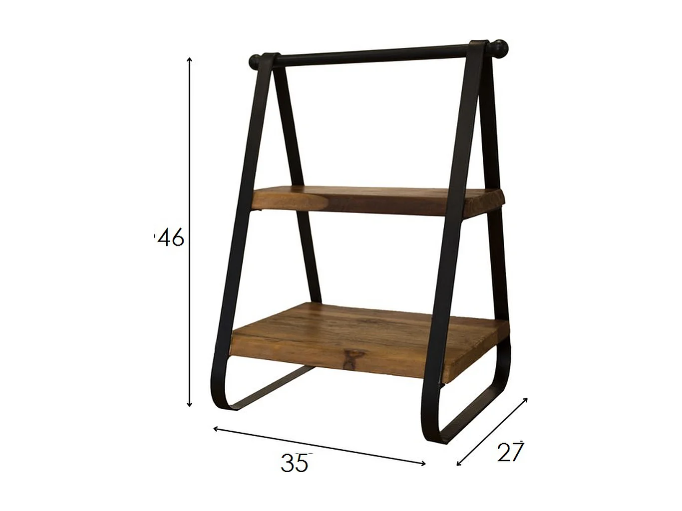 Dekorative Leiter - Massivholz und Metall - Braun/Schwarz - 2 Ablagen