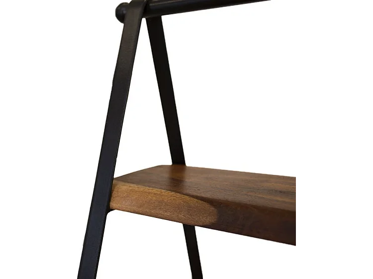 Dekorative Leiter - Massivholz und Metall - Braun/Schwarz - 2 Ablagen