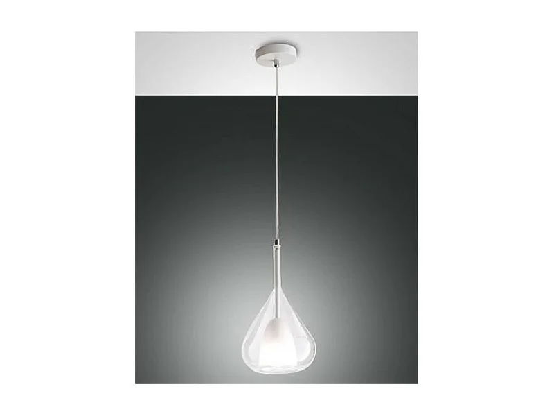 Lustre suspension LED Lila en métal et verre borosilicate transparent 3481-40-241 Fabas Luce