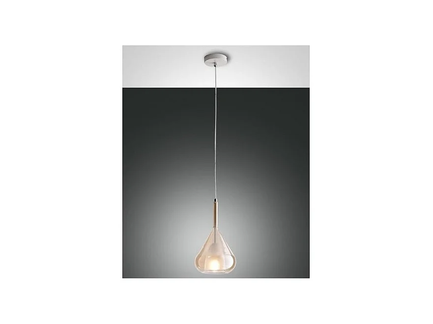 Fabas Luce -  Lila LED-Hängeleuchter aus Metall und bernsteinfarbenem Borosilikatglas 3481-40-125 Fabas Luce