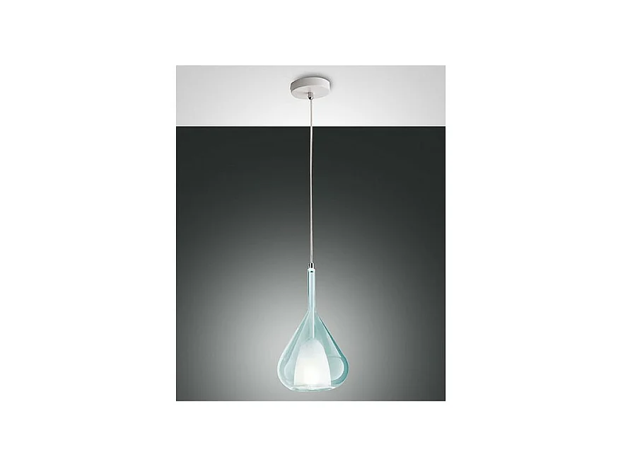 Lustre suspension LED Lila en métal et verre borosilicate Bleu transparent 3481-40-244 Fabas Luce