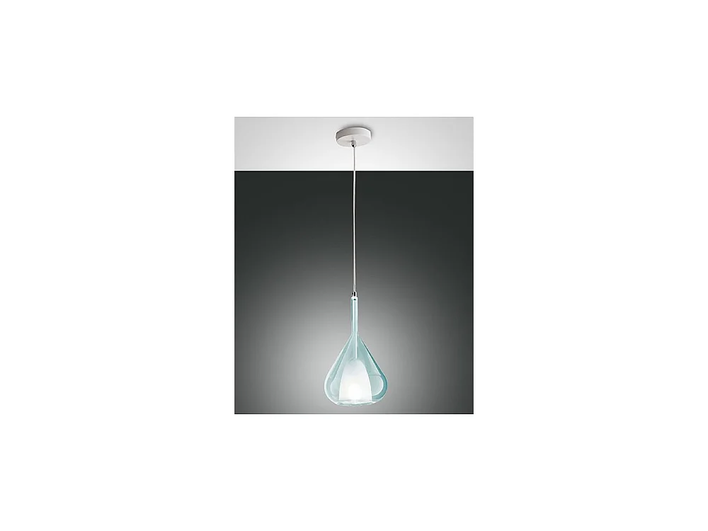 Lámpara colgante LED Lila de metal y cristal borosilicato, azul transparente 3481-40-244 Fabas Luce