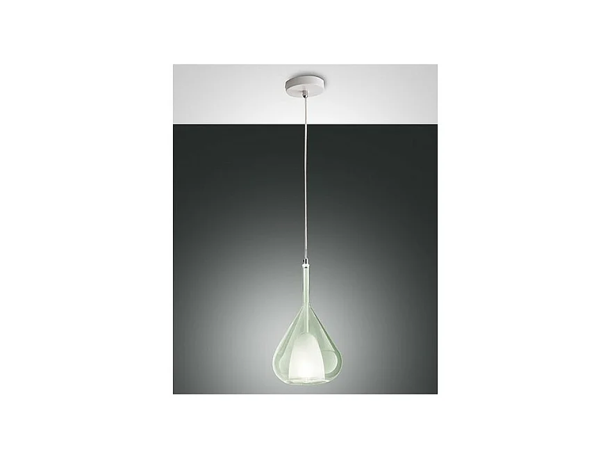 Fabas Luce -  Lila LED-Hängeleuchter aus Metall und transparentem grünem Borosilikatglas 3481-40-140 Fabas Luce