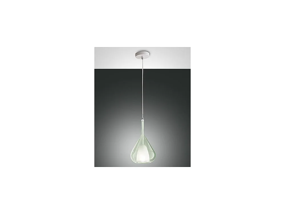 Lila LED pendant lamp in metal and transparent green borosilicate glass 3481-40-140 Fabas Luce