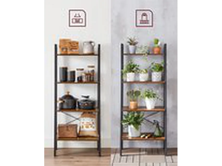 Bibliothèque Furnilux - Acier et MDF Noir/Brun 34x56x138 cm - Rangement multifonctionnel