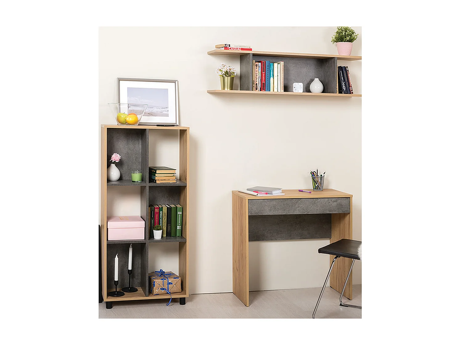 Bibliothèque Furnilux Sharons Choice - Brun Gris - 1 pièce