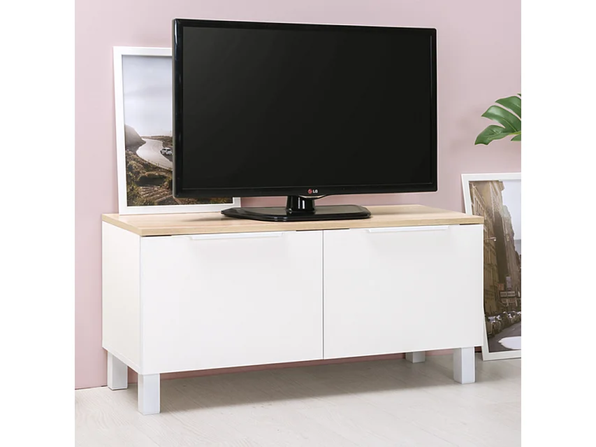 Meuble TV Furnilux - Blanc Beige - Design moderne