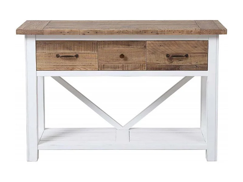 Console 3 tiroirs Bois Blanc - Rivages Interior's