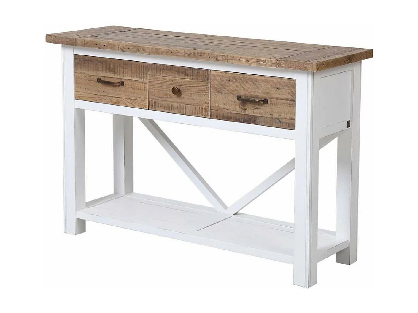 Console 3 tiroirs Bois Blanc - Rivages Interior's