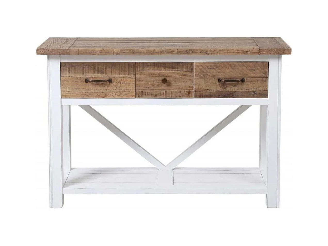 Console 3 tiroirs Bois Blanc - Rivages Interior's