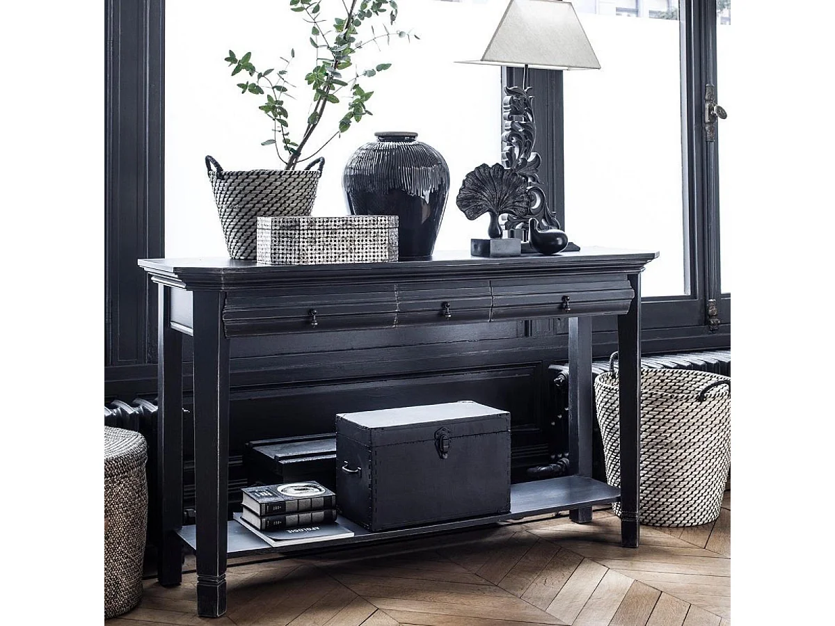 Console 3 tiroirs MDF Noir - Bruges Interior's