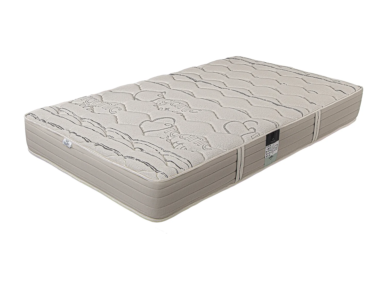 Ensemble Matelas 90x190 cm, Organic Cotton, 24 cm + sommier gris + oreiller + couette