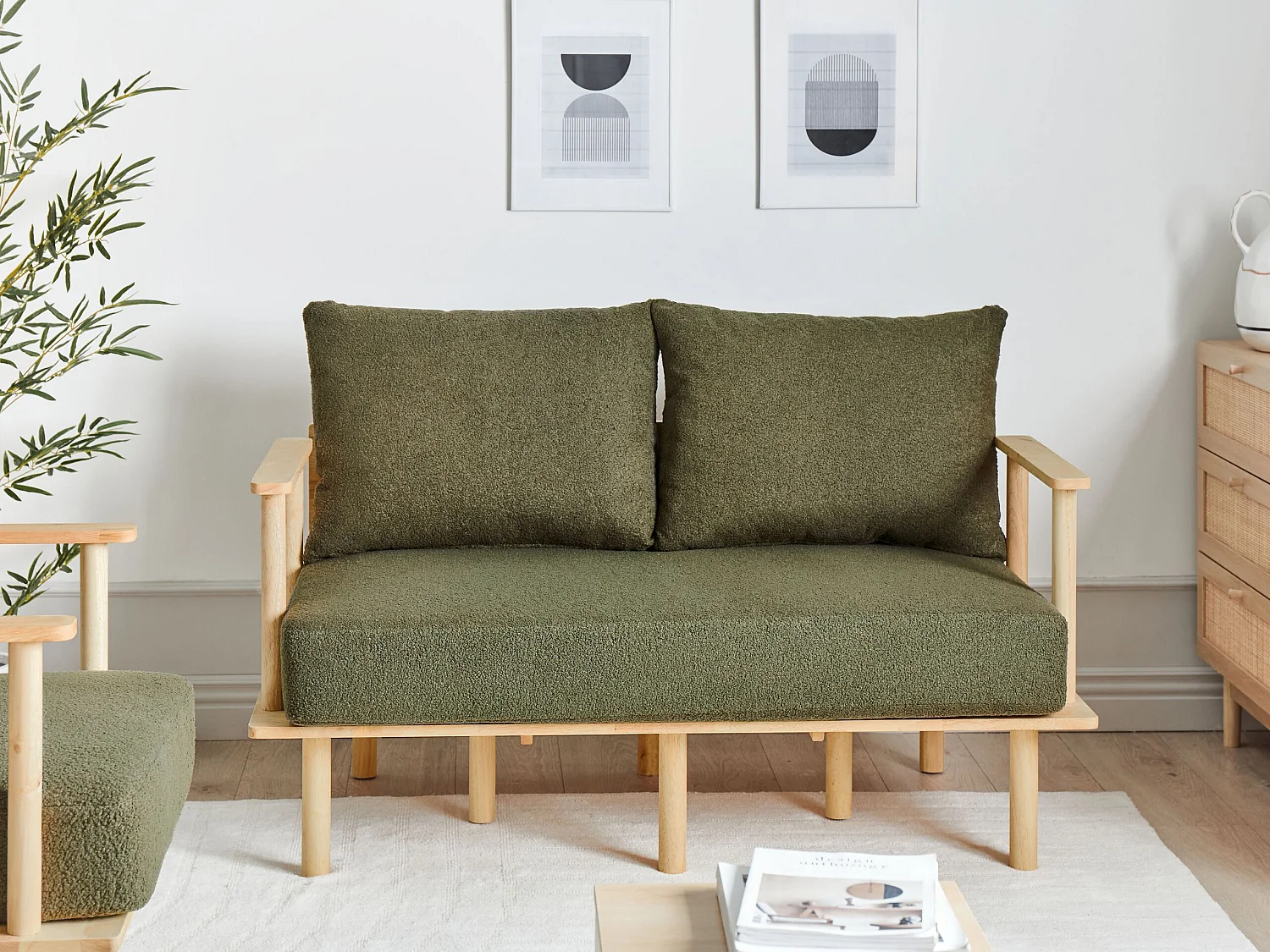 Sofa ASKER Bouclé Dunkelgrün 2-Sitzer