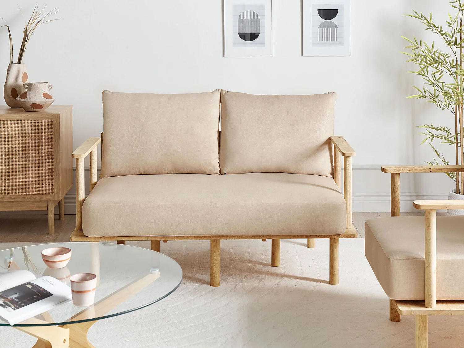 Divano ASKER Tessuto Beige sabbia 2 posti
