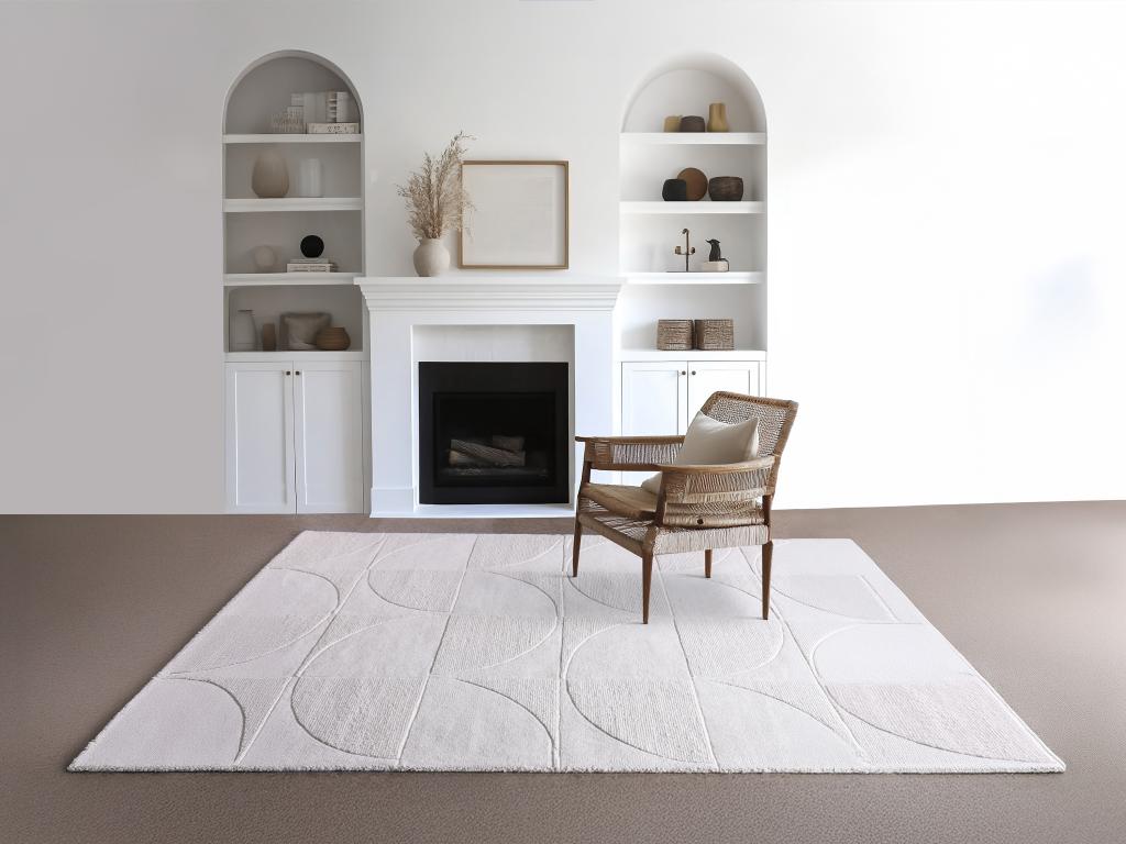 Relief-Teppich mit geometrischem Muster - 100 % Wolle - handgetuftet - 200 günstig online kaufen