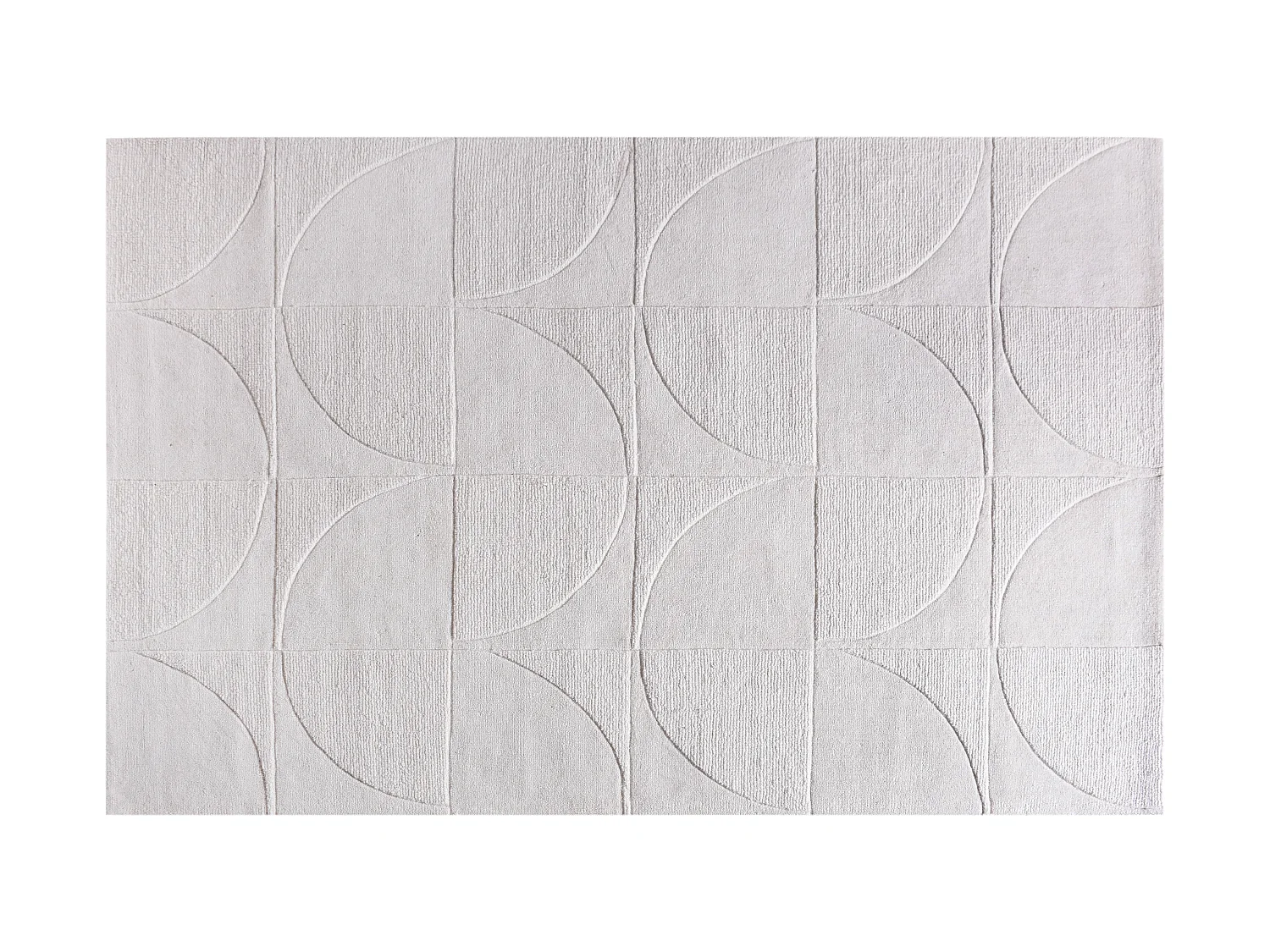 Tapis en relief 100% laine tufté main motif géométrique - 200 x 290 cm- Ivoire - MILUNA