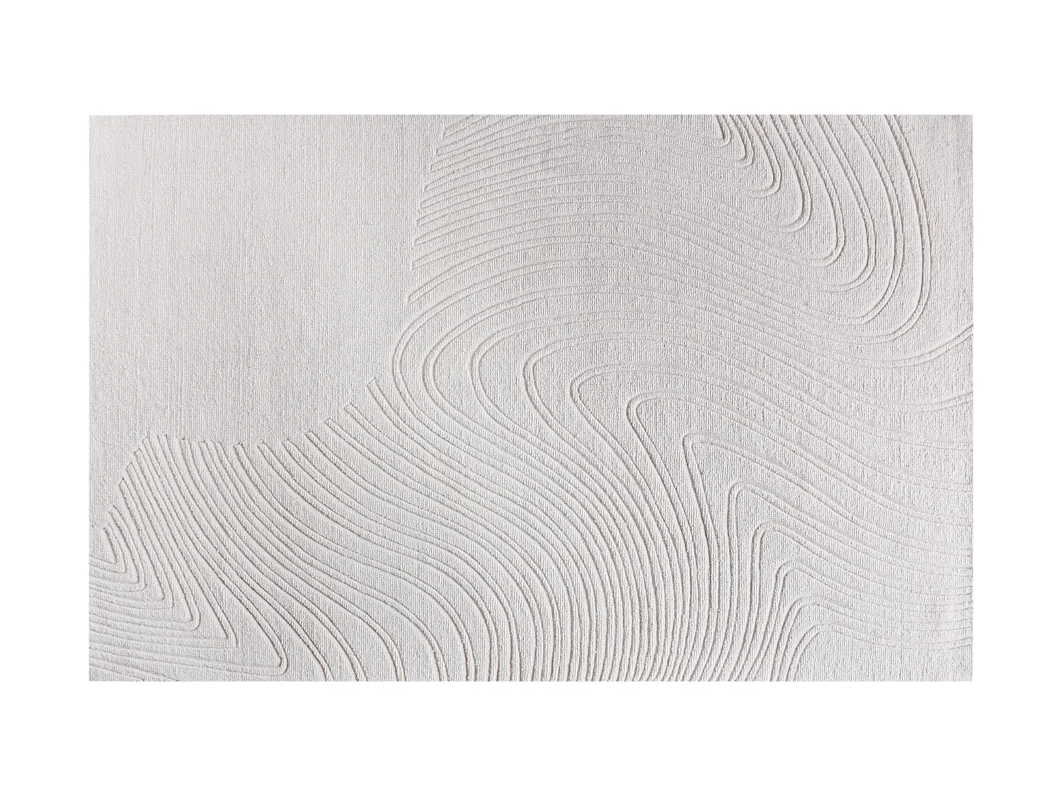 Alfombra en relieve de lana 100% tufted a mano con motivo abstracto - 160 x 230 cm - Marfil - CELESTIA