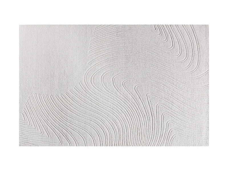 Tapete em relevo 100% lã tufada à mão motivo abstrato 160x230 cm marfim - CELESTIA