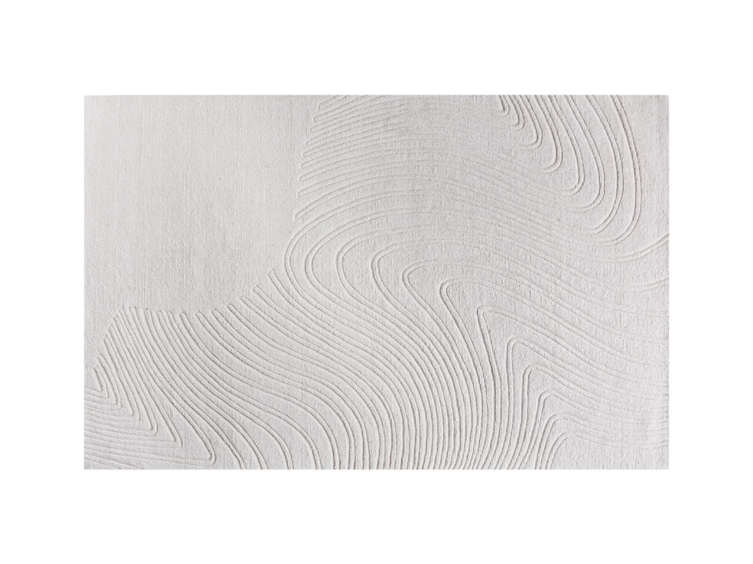 Alfombra de lana 100% tufted a mano con relieve, diseño abstracto - 200 x 290 cm - Marfil - CELESTIA