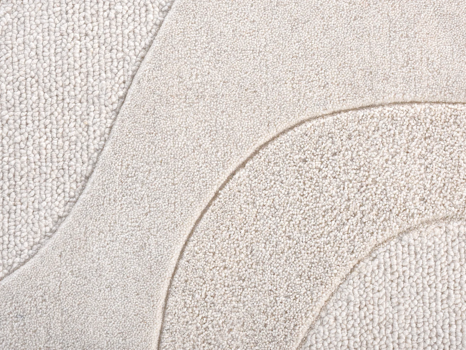 Alfombra en relieve de lana 100% hecha a mano con borde redondeado - 160 x 230 - Marfil - VELORIA