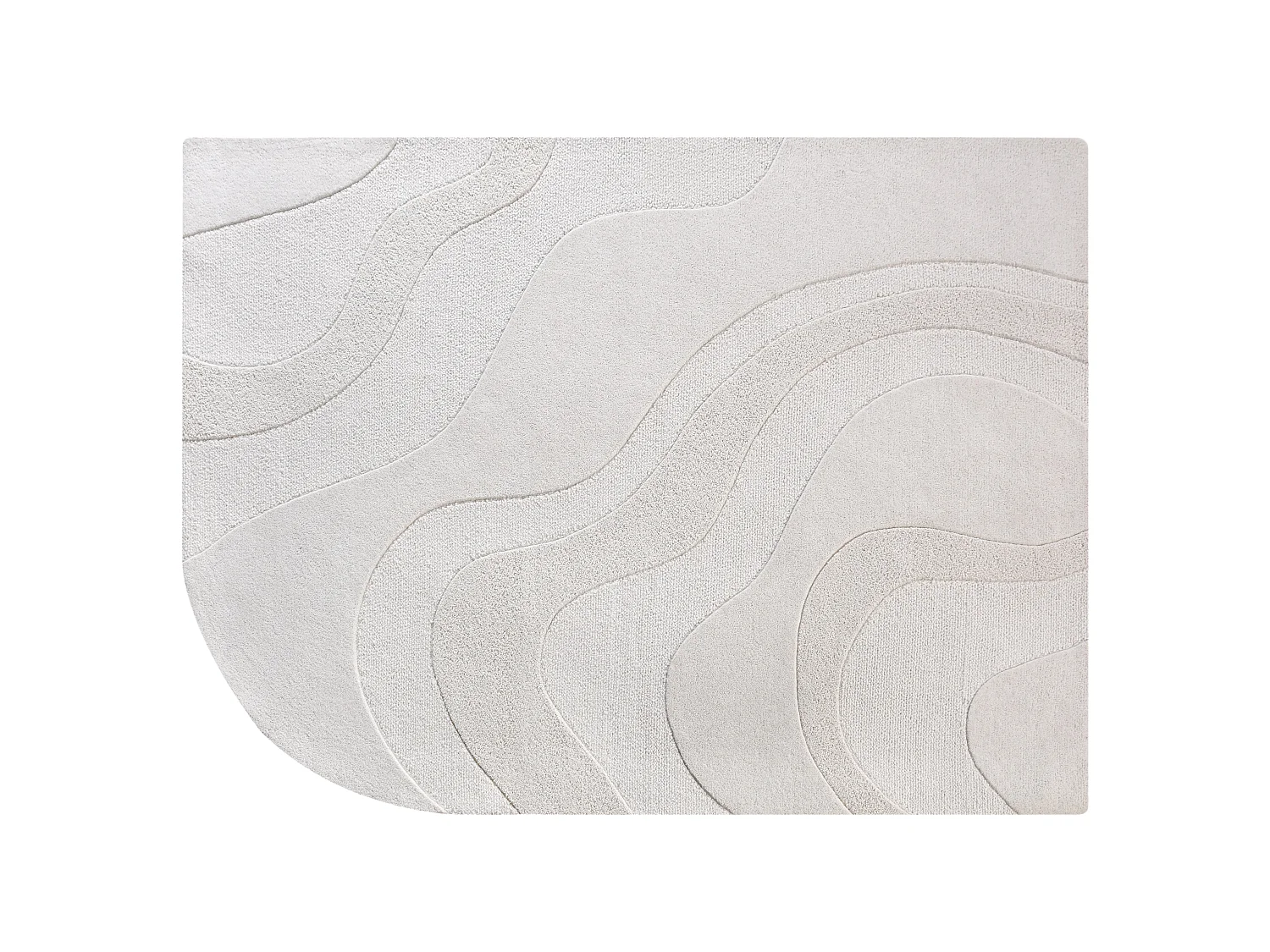 Tapis en relief 100% laine tufté main bord arrondi - 200 x 290 - Ivoire - VELORIA