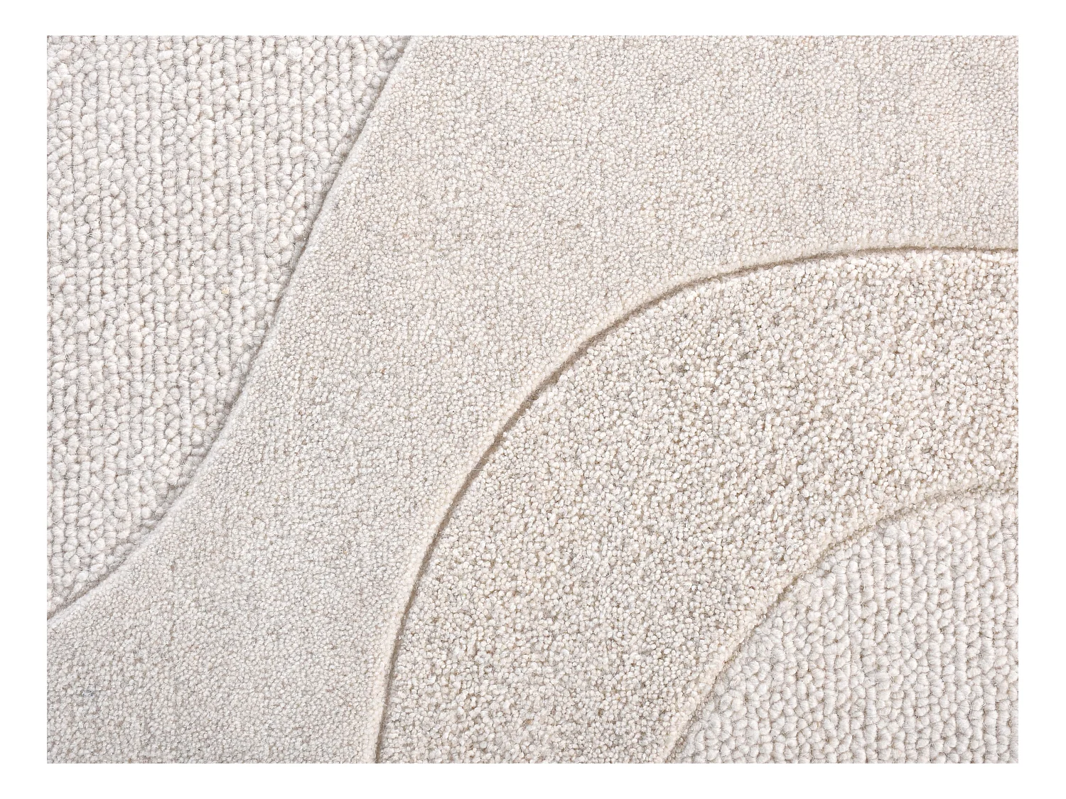 Tapis en relief 100% laine tufté main bord arrondi - 200 x 290 - Ivoire - VELORIA