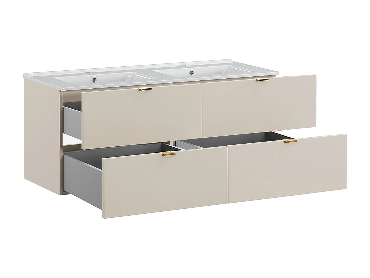 Meuble double vasque encastrée 120cm Azel Cachemire