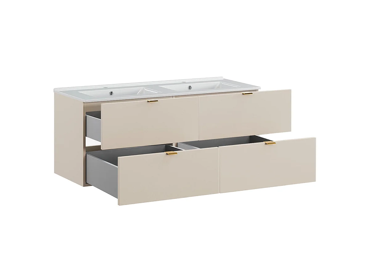 Meuble double vasque encastrée 120cm Azel Cachemire
