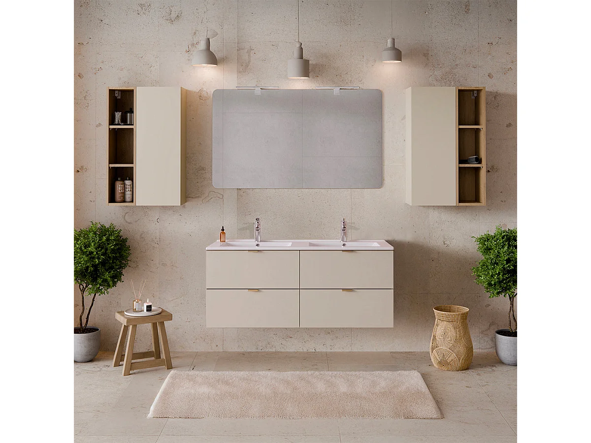 Meuble double vasque encastrée 120cm Azel Cachemire