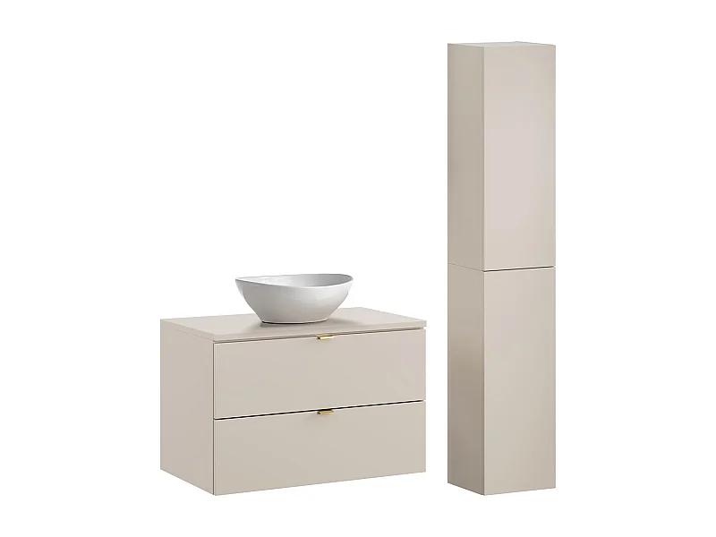 Conjunto de muebles con lavabo individual 80cm y columna Azel Cachemira