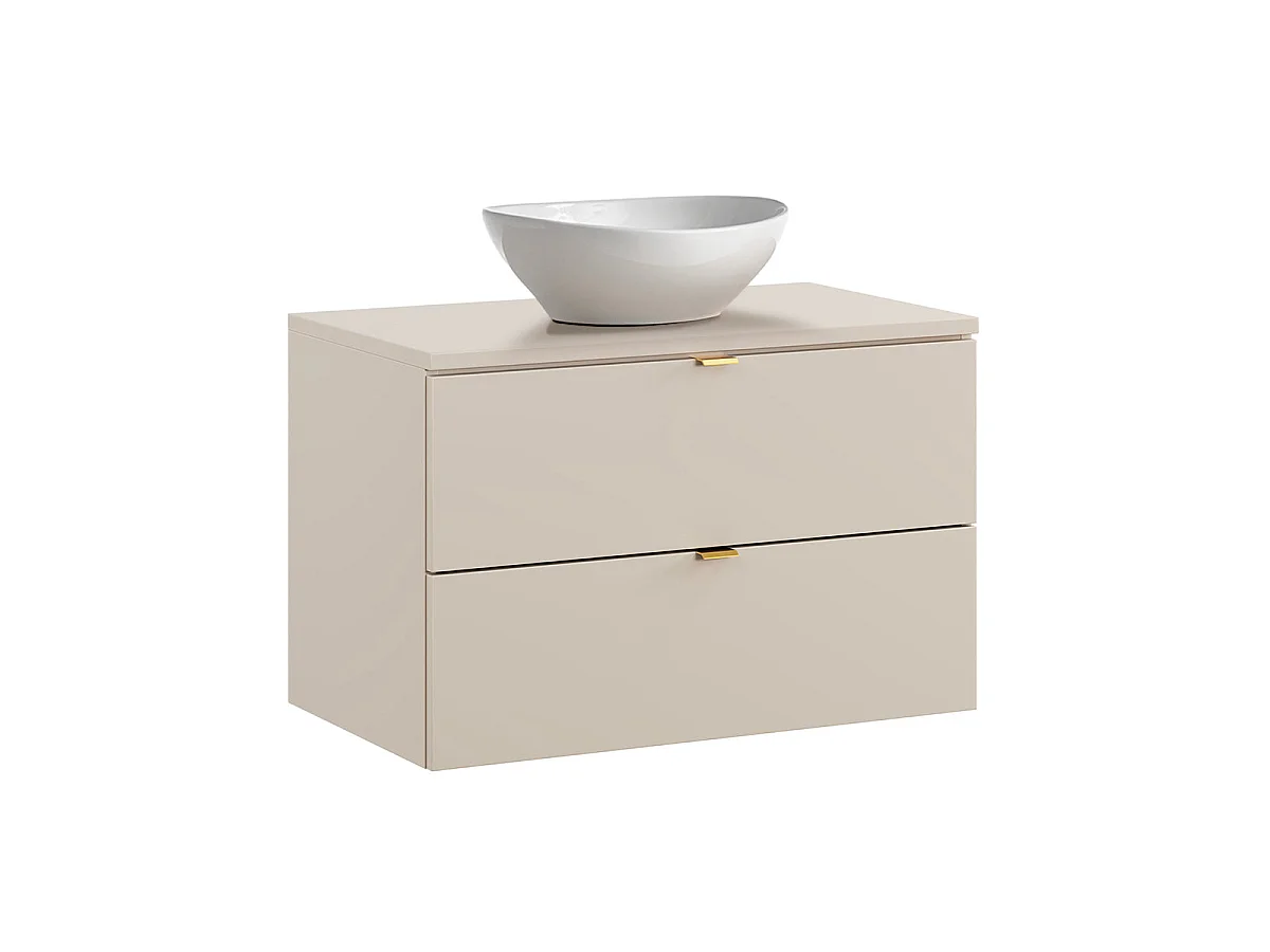 Conjunto móvel de lavatório simples Azel Cachemire 80cm e coluna