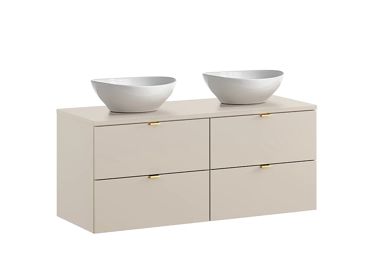 Ensemble meuble double vasque 120cm et colonne Azel Cachemire