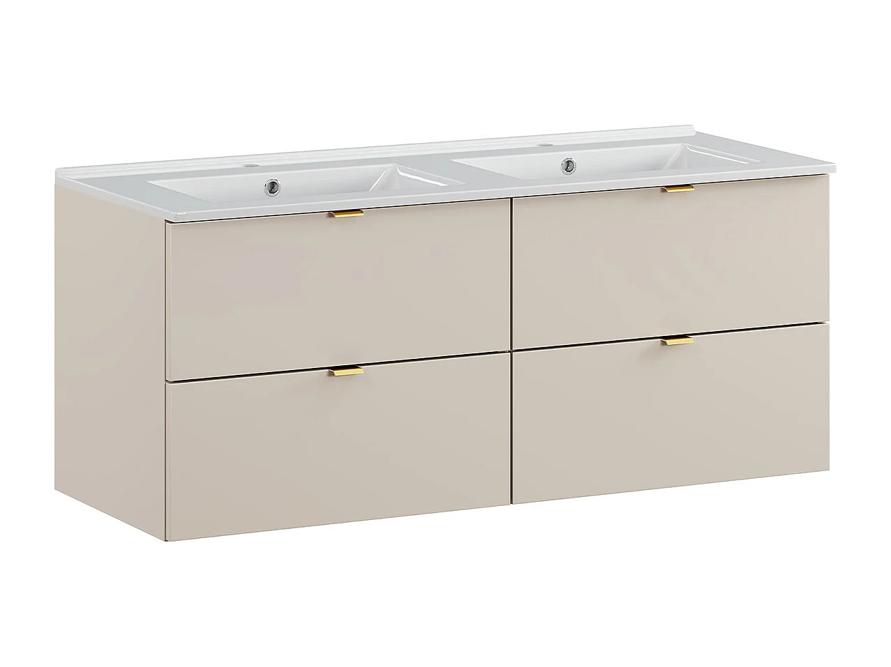 Ensemble meuble double vasque encastrée 120cm et colonne Azel Cachemire