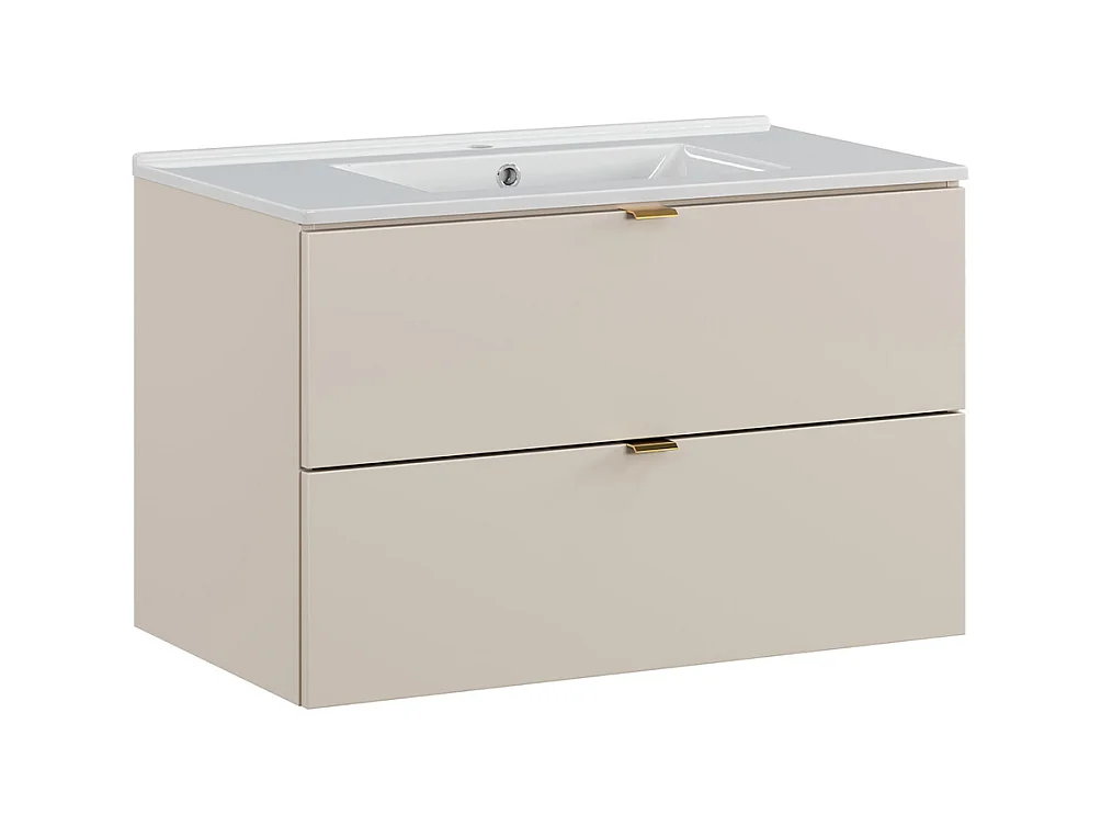Meuble simple vasque encastrée 80cm Azel Cachemire