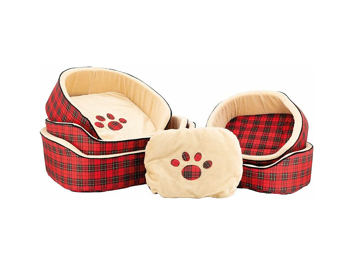 Set de 5 paniers pour chien en mousse avec imprimé écossais